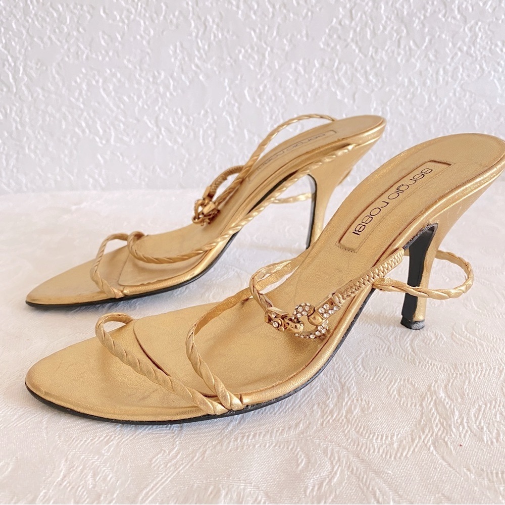 Sergio Rossi gold strap sandals